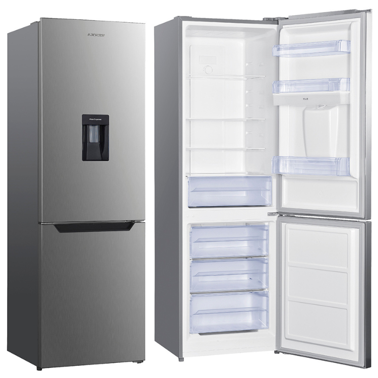 Jocel JC293ID 291L stainless steel French door refrigerator, open and closed, No Frost, inox finish.