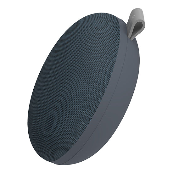Grey portable Bluetooth speaker, Devia Kintone Series, fabric exterior, 3W.