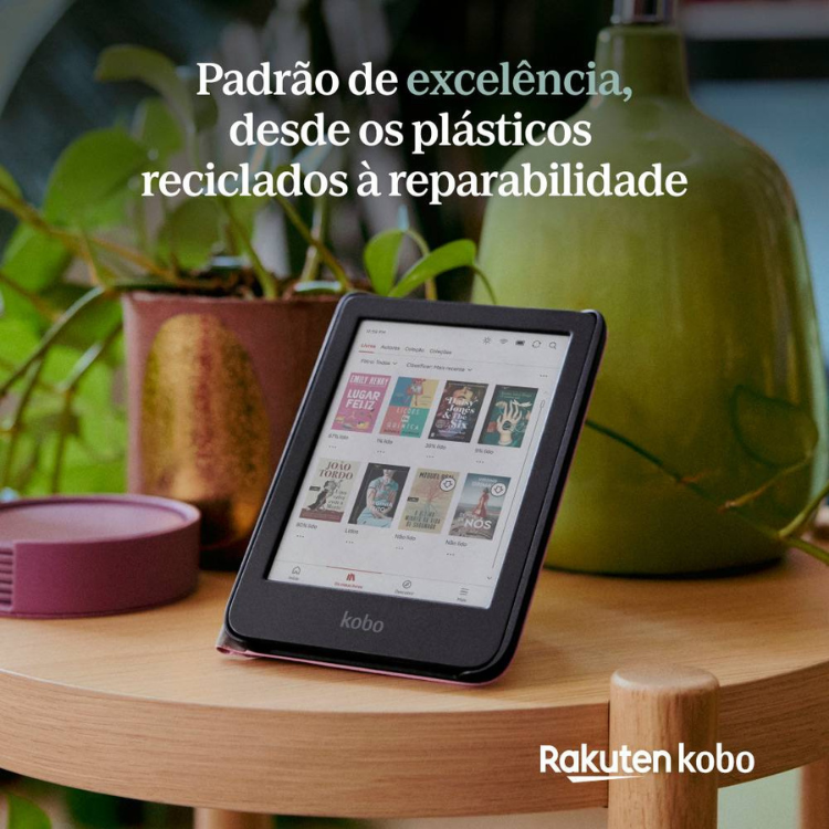eReader Kobo Clara Colour 6 polegadas 16GB Wi-Fi preto com ecrã a cores em tinta eletrónica.