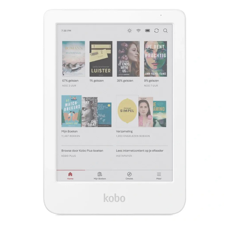 eReader Kobo Clara Colour, ecrã 6 polegadas, 16GB, Wi-Fi, branco.