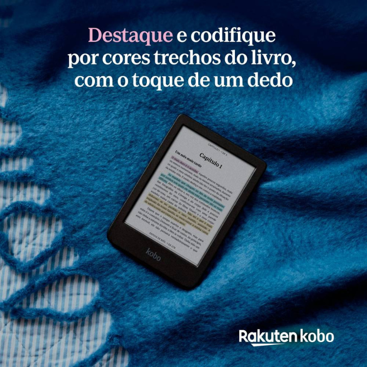eReader Kobo Clara Colour 6" 16GB Wi-Fi Branco, ecrã 6 polegadas, processador não especificado, sem câmaras, bateria não especificada.