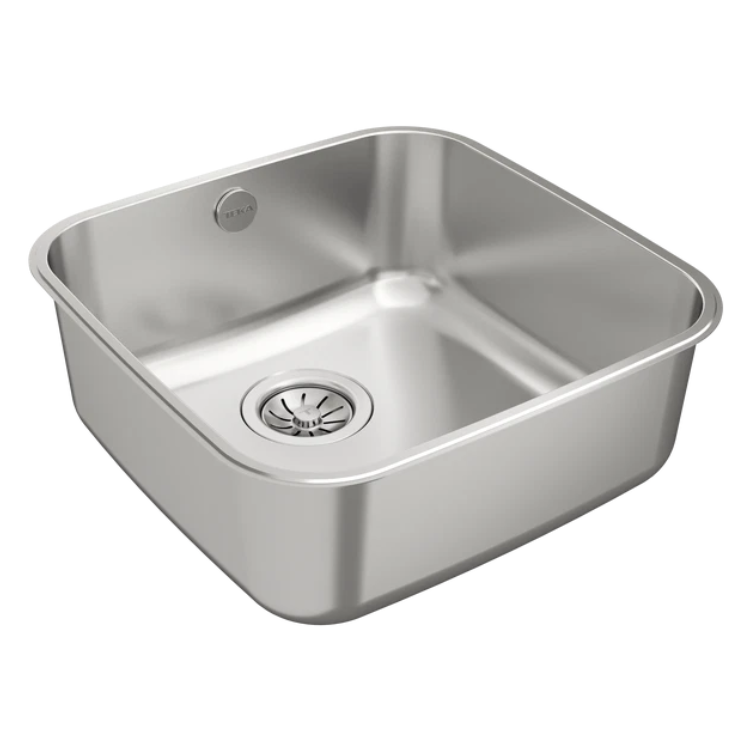 Lava-loiças Teka BE 40.40 1B Inox, bacia de inox com uma cuba e ralo central.