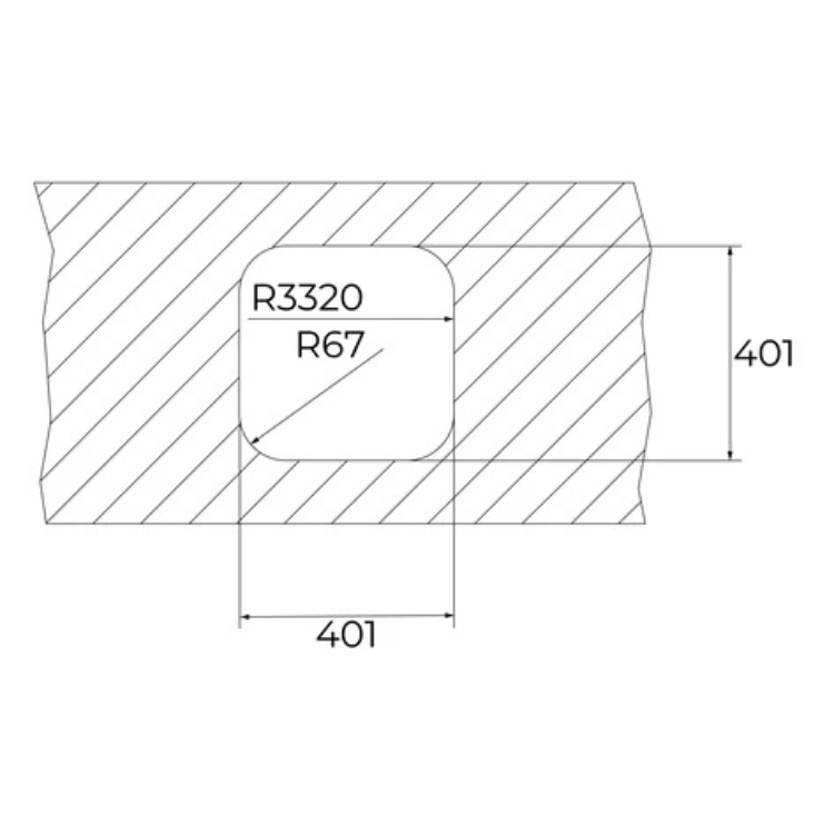 Lava-loiças Teka BE 40.40 1B Inox, dimensões 401x401mm, desenho técnico.