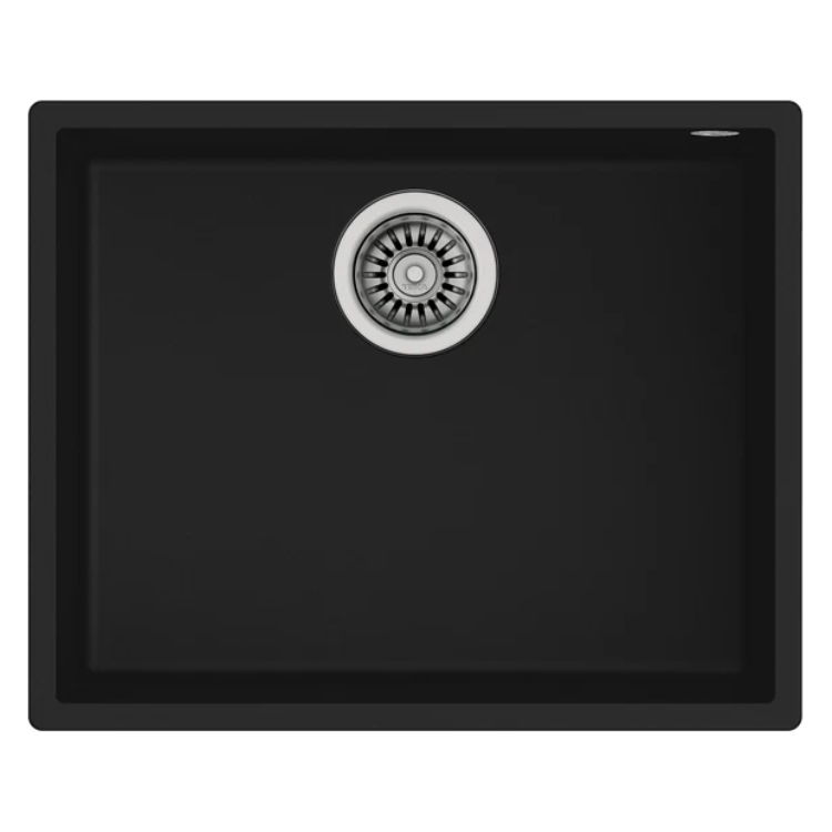 Lava-loiças Teka Square 50.40 TG Preto, com uma pia e dreno central.