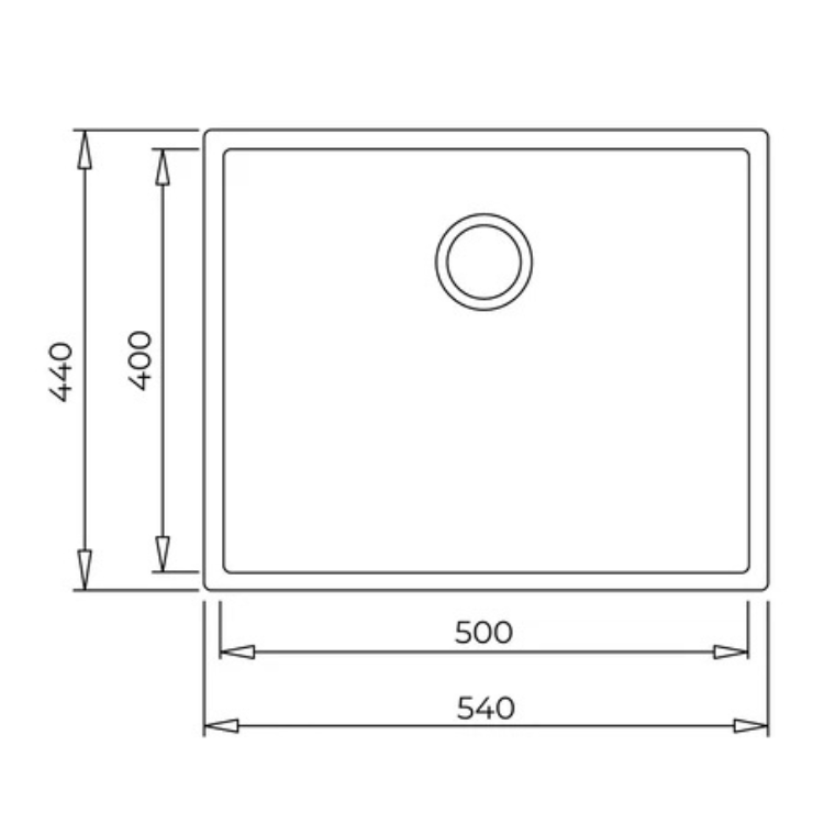 Lava-loiça Teka Square 50.40 TG Preto, dimensões 540x440mm, para instalação sob bancada.