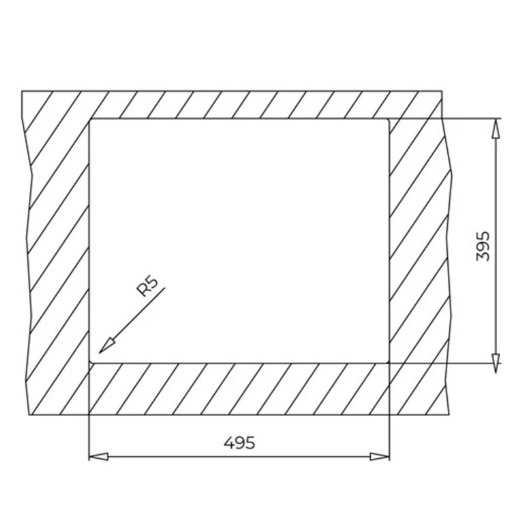 Lava loiças Teka Square 50.40 TG Preto, dimensões 495x395mm, canto arredondado R5.