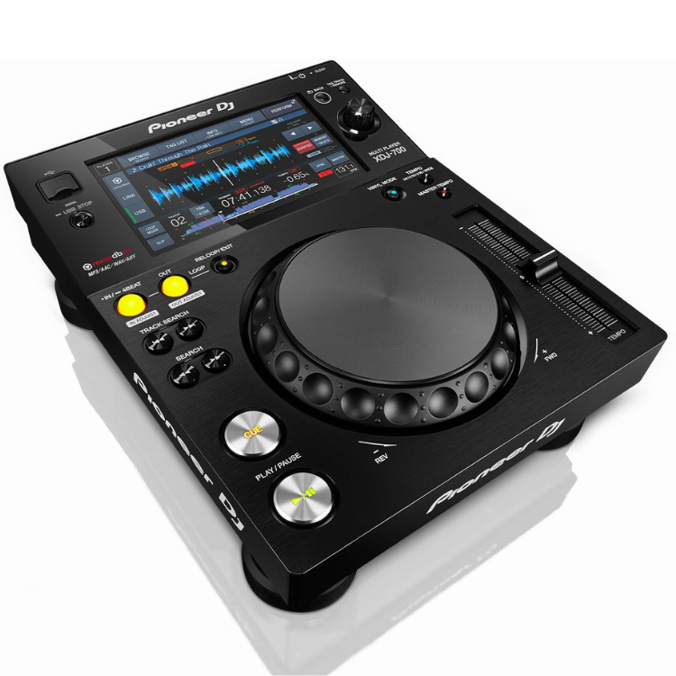 Black Pioneer DJ XDJ-700 professional DJ player with touchscreen display and control buttons.