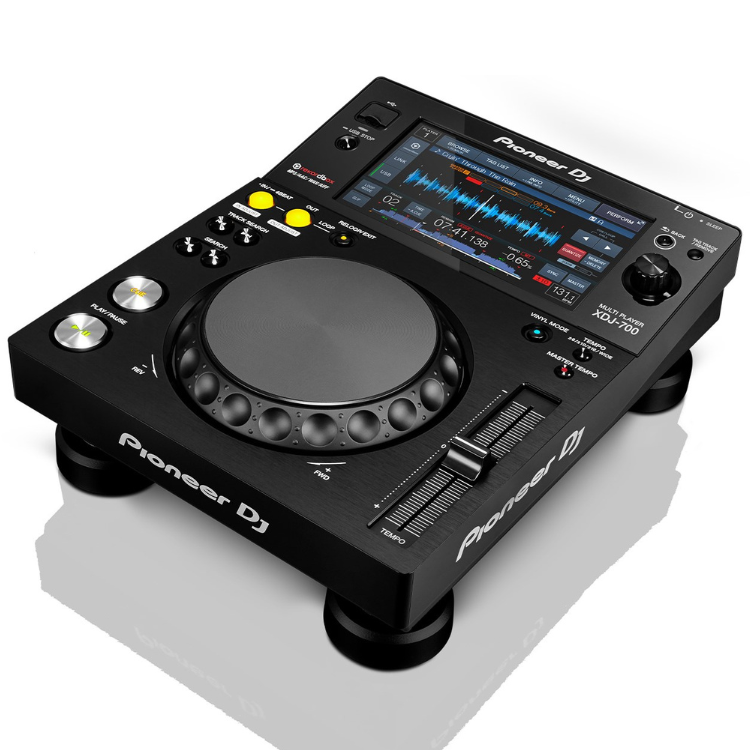 Black Pioneer DJ XDJ-700 professional DJ player with touchscreen display and control buttons.