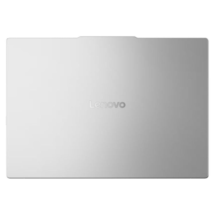 Portátil Lenovo cinzento com logotipo Lenovo na tampa traseira.