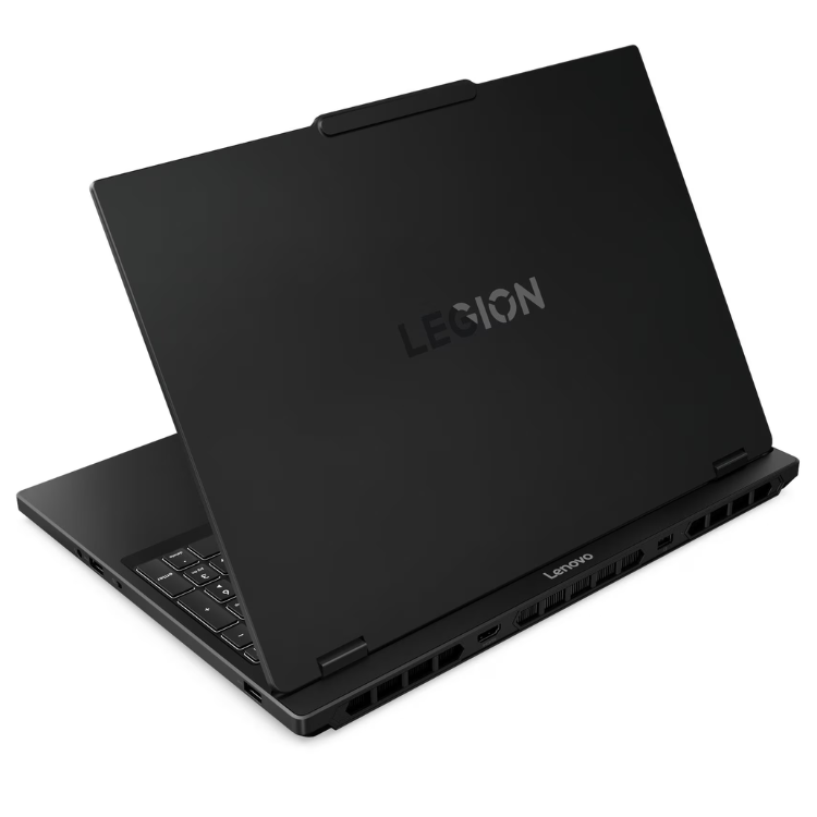 Portátil Lenovo Legion 5 preto, com ecrã aberto e logotipo LEGION visível.