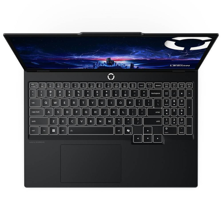 Black Lenovo Legion 5 laptop, 15.1" display, keyboard and touchpad visible.