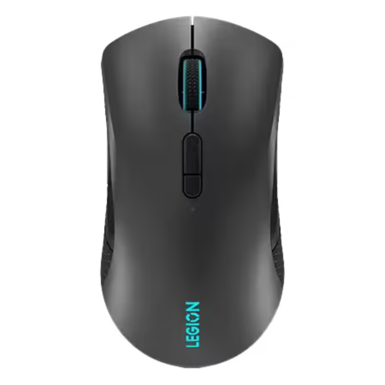 Black Lenovo Legion gaming mouse, 16000 DPI, with blue accents.