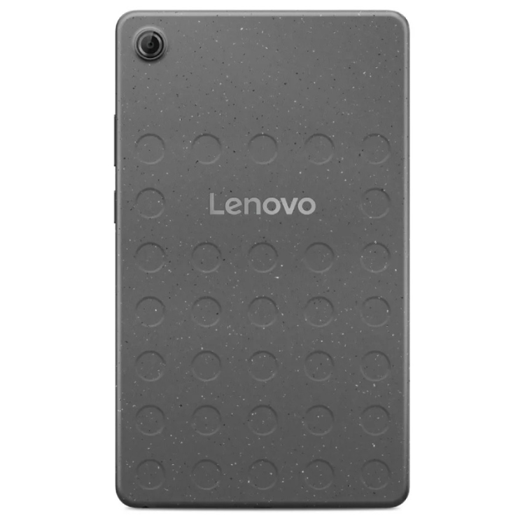 Tablet Lenovo Tab One TB305FU cinzento com textura de bolhas e câmara traseira.