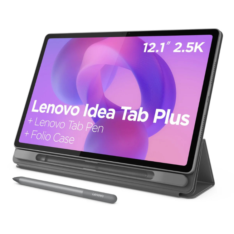 Tablet Lenovo Idea Tab Plus cinzento 12.1 polegadas 2.5K com caneta e capa.