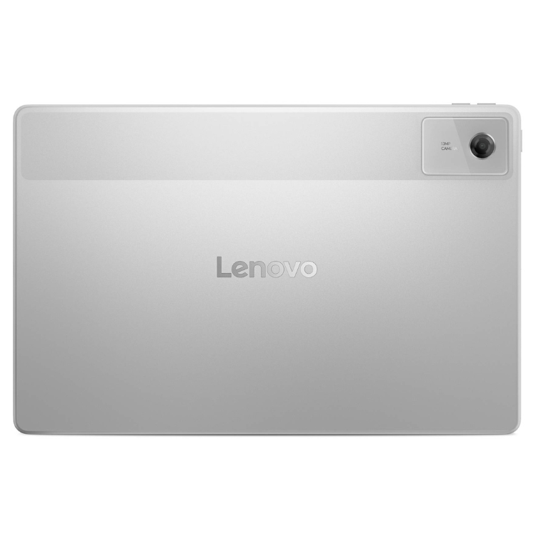 Tablet Lenovo cinzento com câmara e marca Lenovo visível