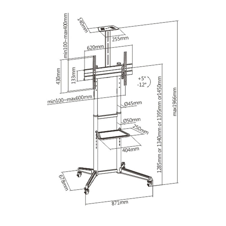 Ewent Mobiler TV-Bodenständer 37" - 70" Schwarz
