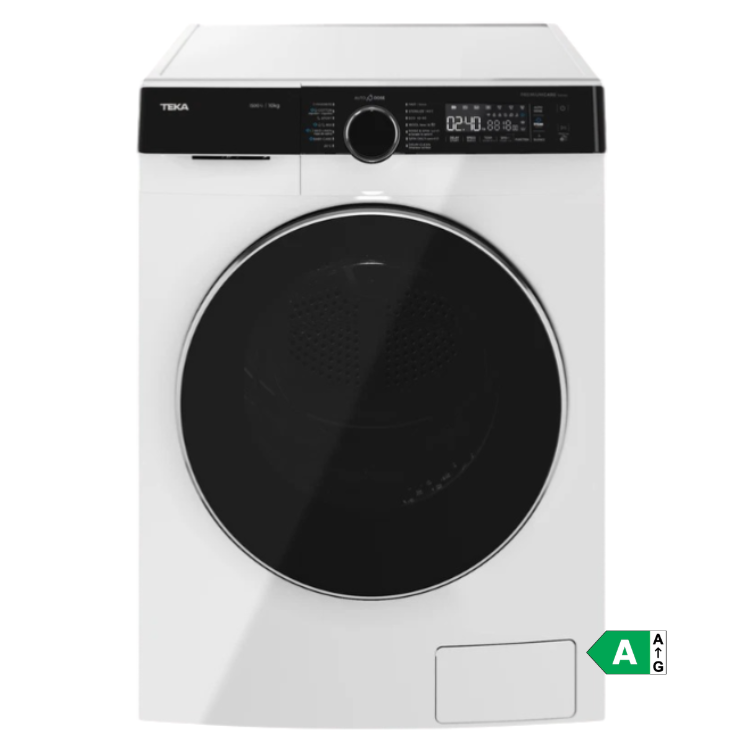 Teka WMK 81050 white washing machine with black door and control panel, 10kg, Class A.