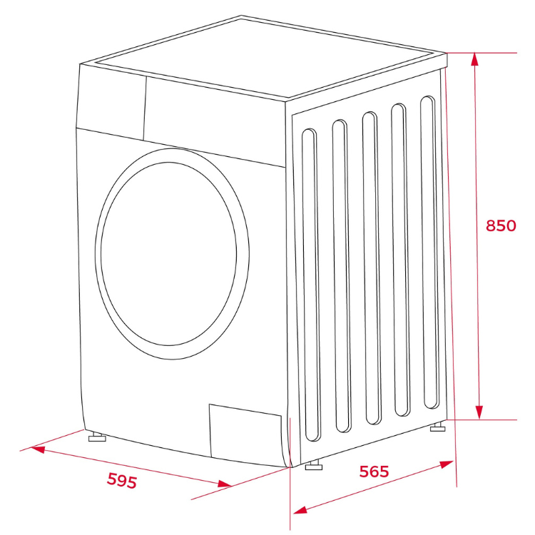 Teka WMK 81050 white front-loading washing machine, 10kg, 1500RPM, Class A, dimensions 595x565x850mm.