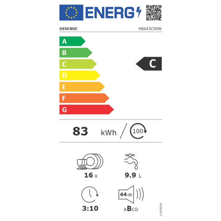 Máquina de Lavar Loiça Hisense HS643C90W 16 Conjuntos Branco