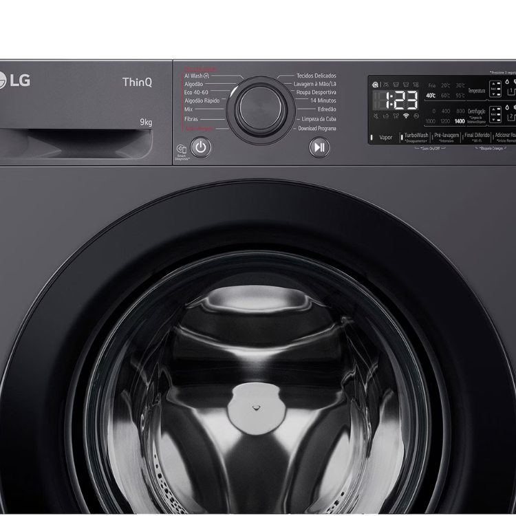 Máquina de Lavar Roupa LG F4WR359S6M 9Kg 1400RPM Classe A Preto