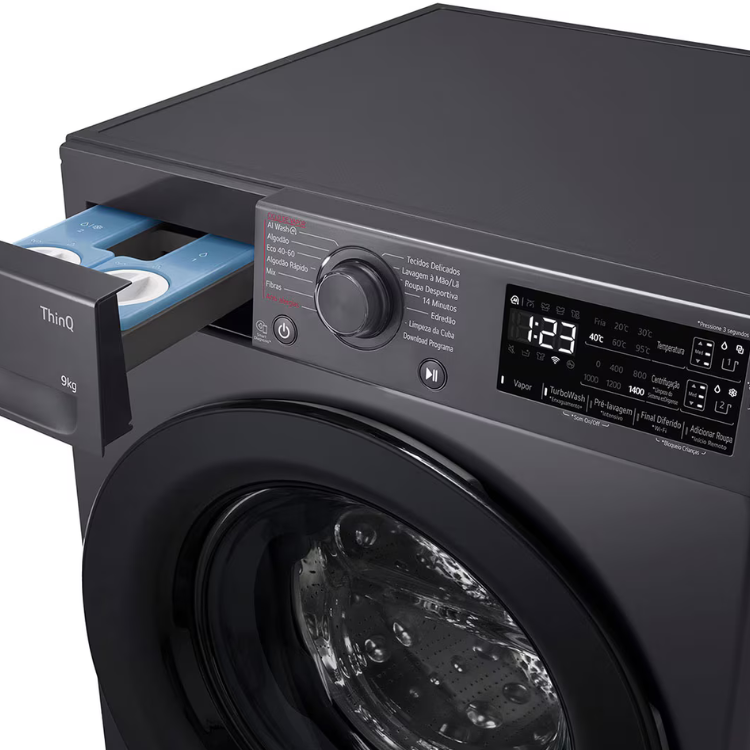 Máquina de Lavar Roupa LG F4WR359S6M 9Kg 1400RPM Classe A Preto