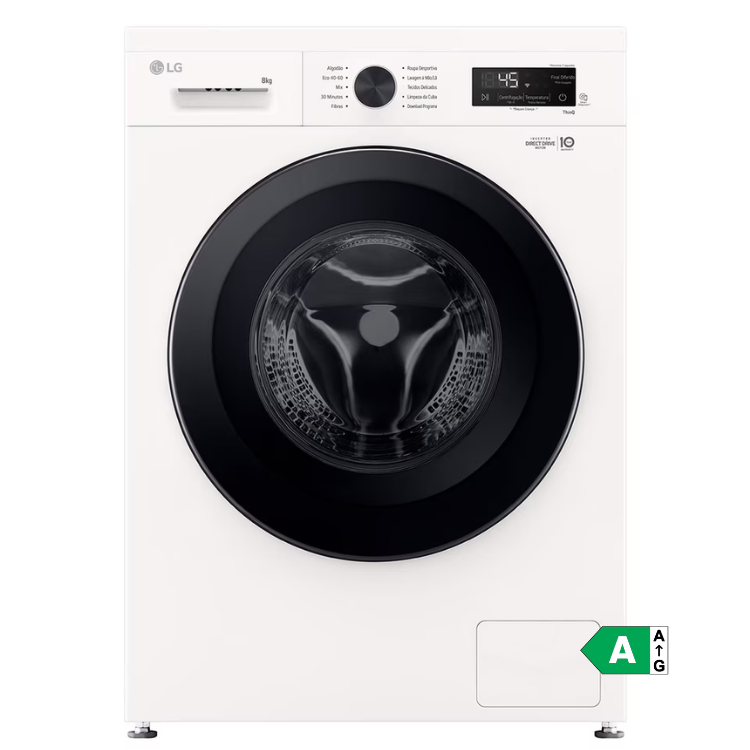 Máquina de Lavar Roupa LG F4X1008NWK 8Kg 1400RPM Classe A Branco