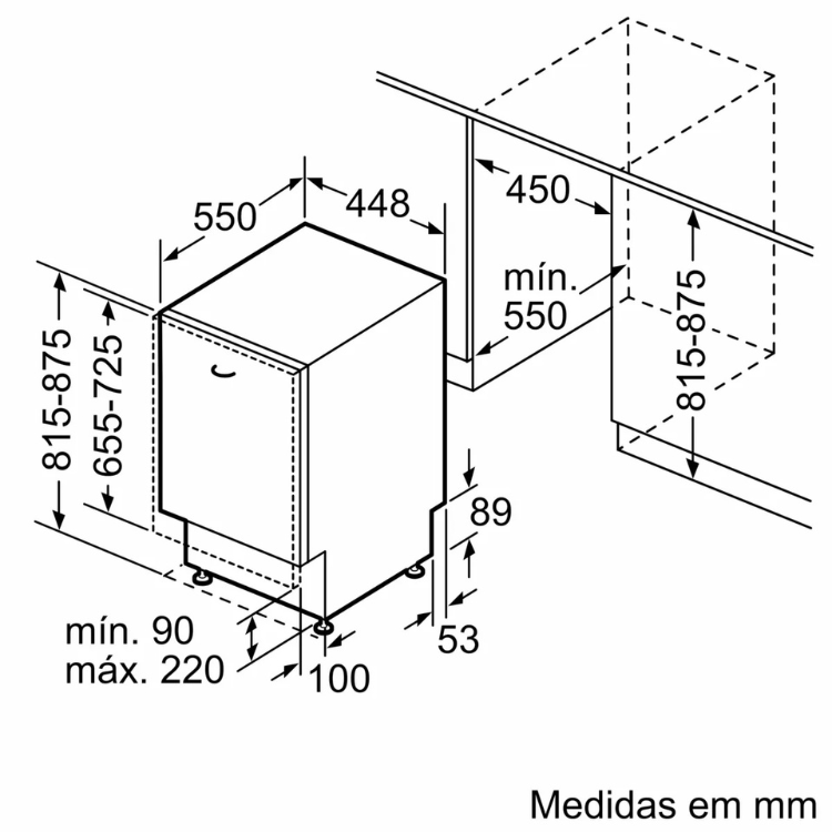 Máquina de Lavar Loiça de Encastre Bosch Serie 2 SPV2HKX42E 10 Conjuntos Branco