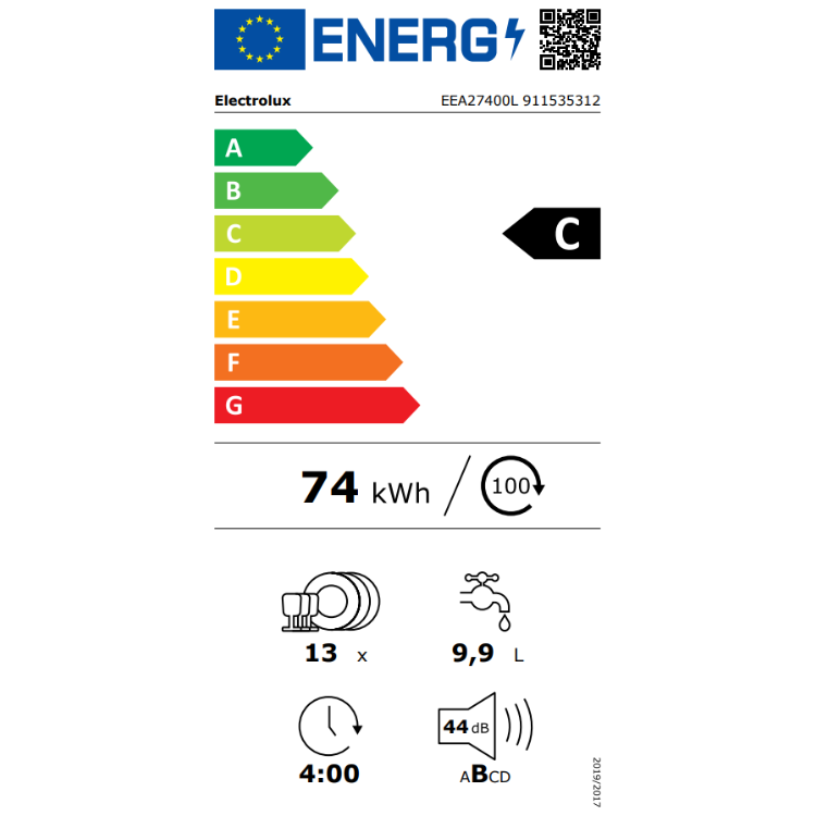 Máquina de Lavar Loiça de Encastre Electrolux EEA27400L 13 Conjuntos