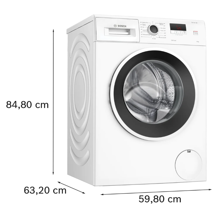 Máquina de Lavar Roupa Bosch Serie 2 WGE03200ES 8Kg 1200RPM Classe A Branco