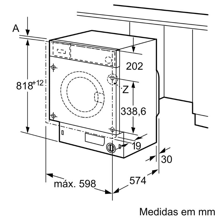 Máquina de Lavar Roupa de Encastre Bosch Serie 6 WIW24307ES 8Kg 1200RPM Classe C