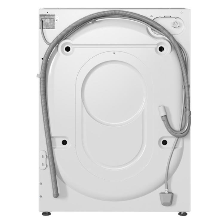 Whirlpool white built-in washing machine rear view, 8kg, 1400RPM, Class C.