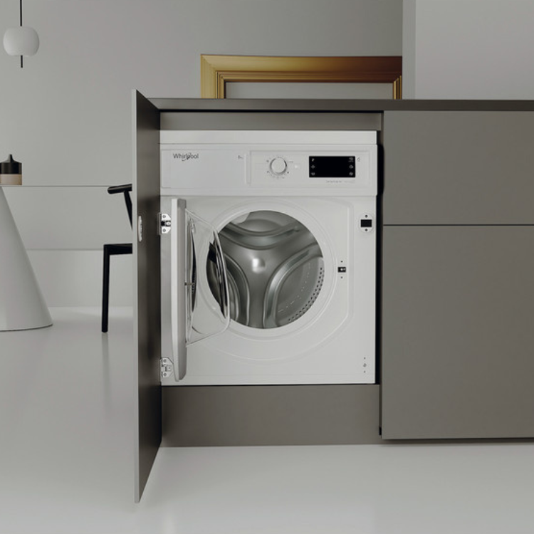 Whirlpool 8Kg 1400RPM Class C built-in white front-loading washing machine.