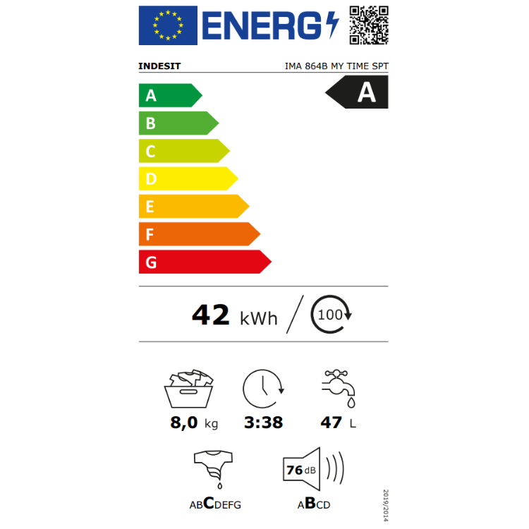 Indesit Waschmaschine IMA864BMYTIMESP 8kg 1400U/Min Klasse A Weiß