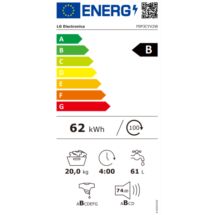 Máquina de Lavar Roupa LG F0P3CYV2W 20Kg 1000RPM Classe B Branco
