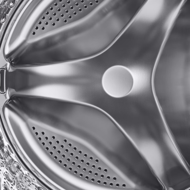 Samsung WW10FG6U34LKU3 washing machine drum, stainless steel, 10Kg capacity.