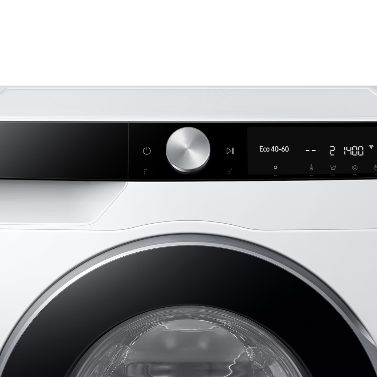 Samsung WW10FG6U34LKU3 white washing machine front panel, 10kg, 1400RPM, Class A.