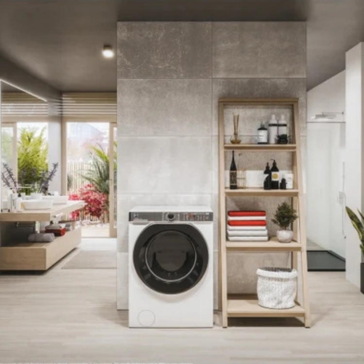 White Hoover washer dryer, 8kg/5kg, 1400RPM, Class D, freestanding.