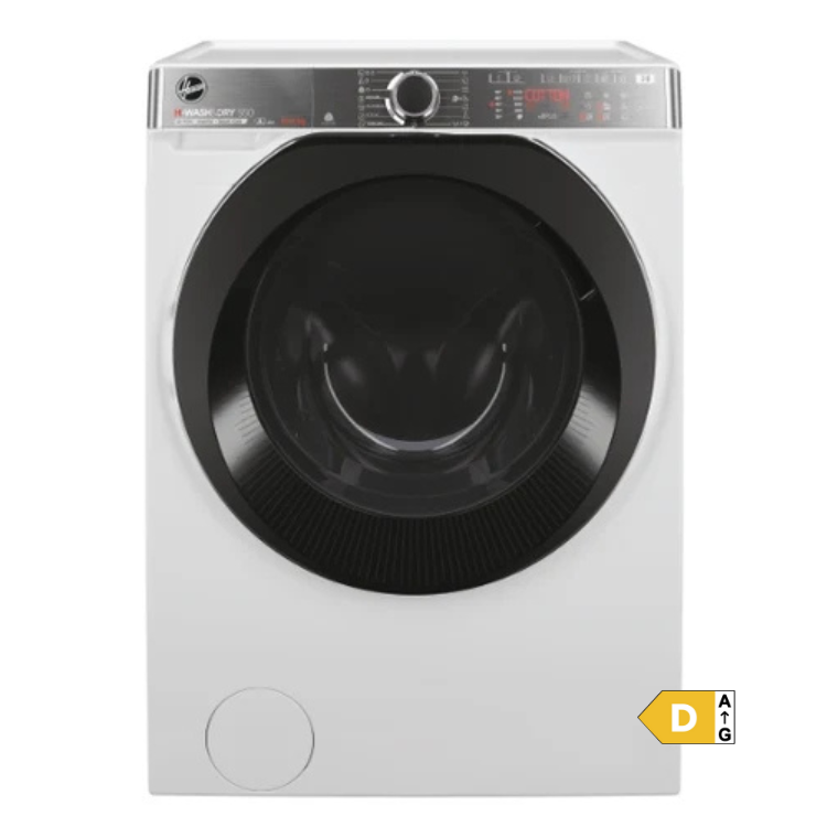White Hoover washer dryer, 8kg/5kg, 1400RPM, Class D, front view.