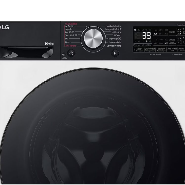 Máquina de Lavar e Secar Roupa LG F4DR7510SGH 10Kg/6Kg 1400RPM Classe D