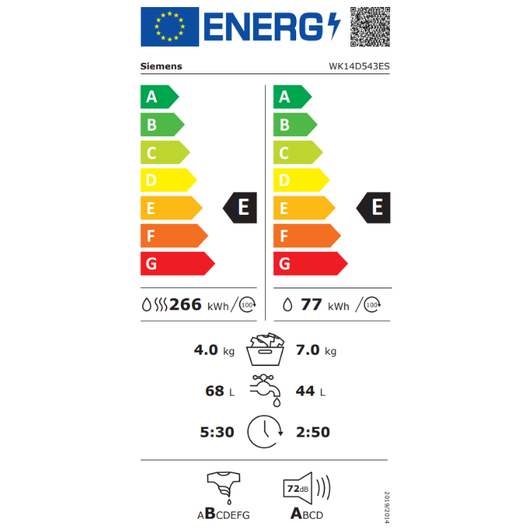 Máquina de Lavar e Secar Roupa de Encastre Siemens WK14D543ES 4Kg/7Kg 1400RPM Classe E Branco
