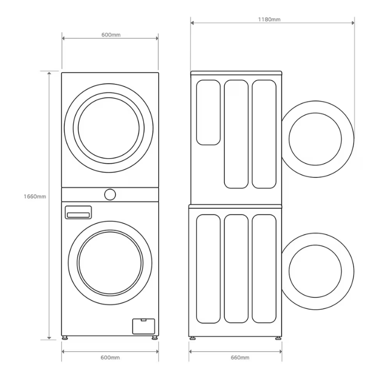Máquina de Lavar e Secar Roupa LG WashTower WT1210WWF 12Kg/10Kg 1400RPM Classe A
