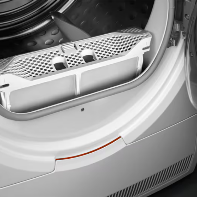 AEG TR818A4OB 8Kg Class C dryer, white, open door showing interior.