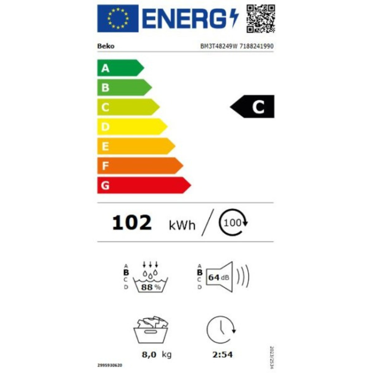 Máquina de Secar Roupa Beko BM3T48249W 8Kg Classe C Branco