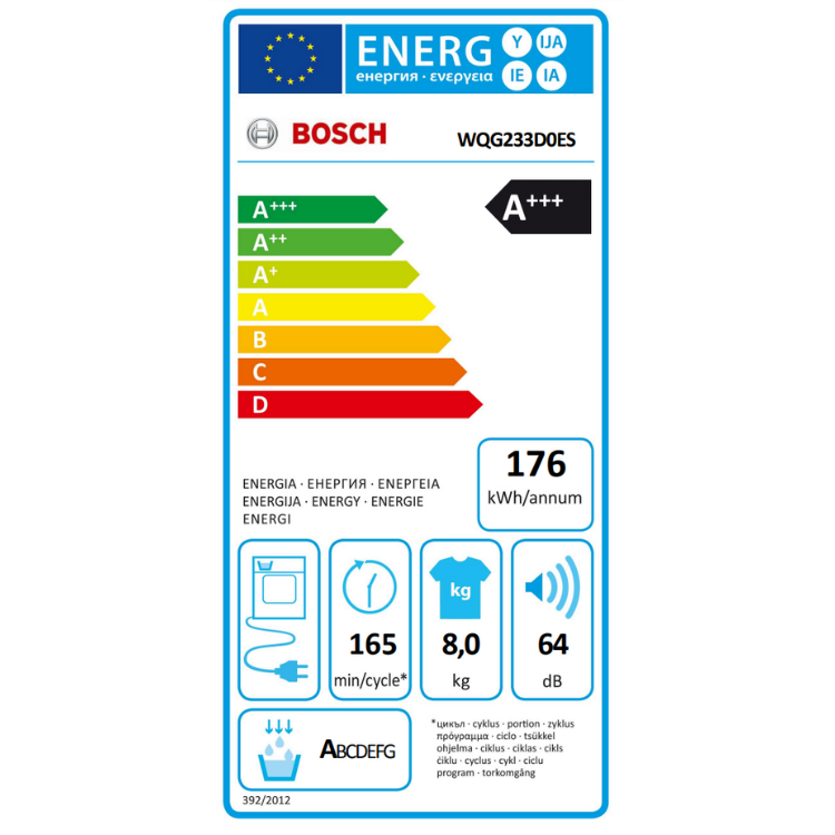 Máquina de Secar Roupa Bosch Serie 6 WQG233D0ES 8Kg Bomba de Calor Classe A - Artigo de Exposição