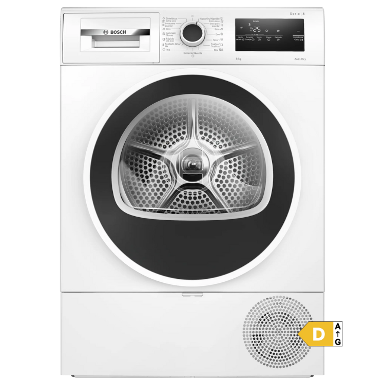 Máquina de Secar Roupa Bosch Serie 4 WTR85V00ES 8Kg Classe D Branco