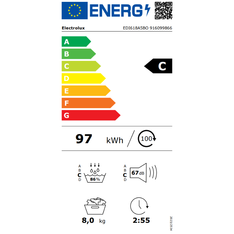 Máquina de Secar Roupa Electrolux EDI618A5BO 9Kg Classe C Branco