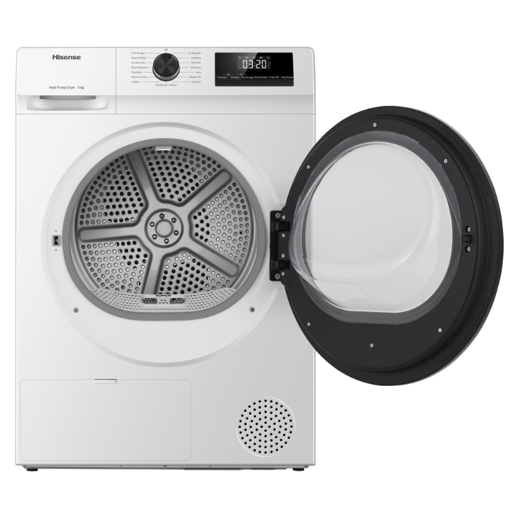 Máquina de Secar Roupa Hisense DHQE800BW2 8Kg Classe D Branco