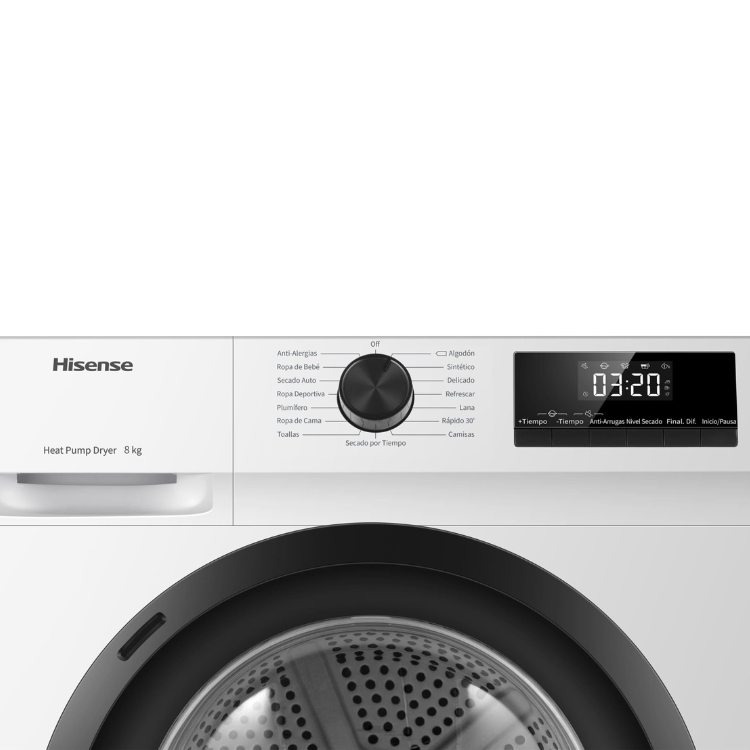 Máquina de Secar Roupa Hisense DHQE800BW2 8Kg Classe D Branco