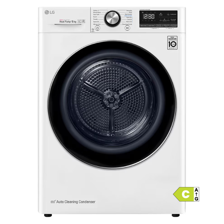 Máquina de Secar Roupa LG RC80V9AV2W 8Kg Classe C Branco