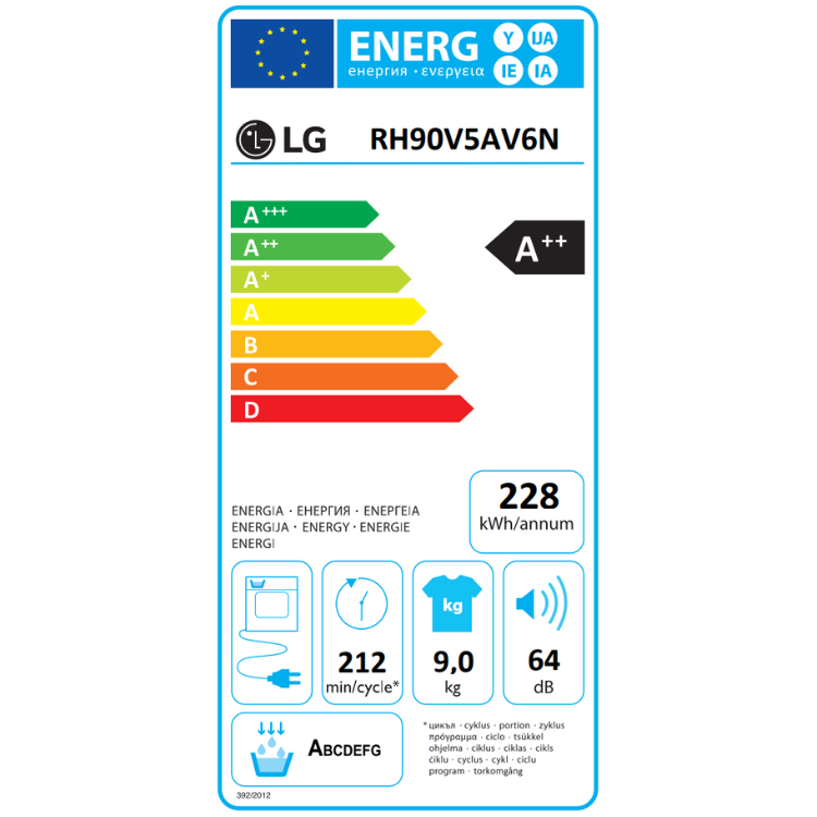 LG Wärmepumpentrockner RH90V5AV6N 9 kg A++ Weiß